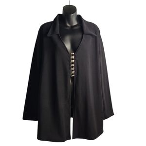 Pia U.S.A. Womens Black Top Jacket Collar Pullover Stretch Vintage Plus Size 3X